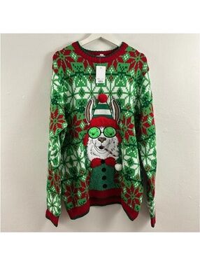 NEW Celebrate Together Men’s Llama Sunglass Ugly Sweater Size XXL